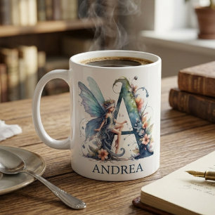 Taza De Café Letra Monograma de Hada A