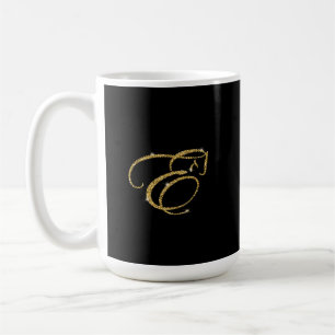 Taza De Café Letra monograma E Caballo con purpurina dorado
