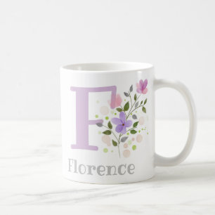 Taza De Café Letra Monograma F y Nombre Cristiano