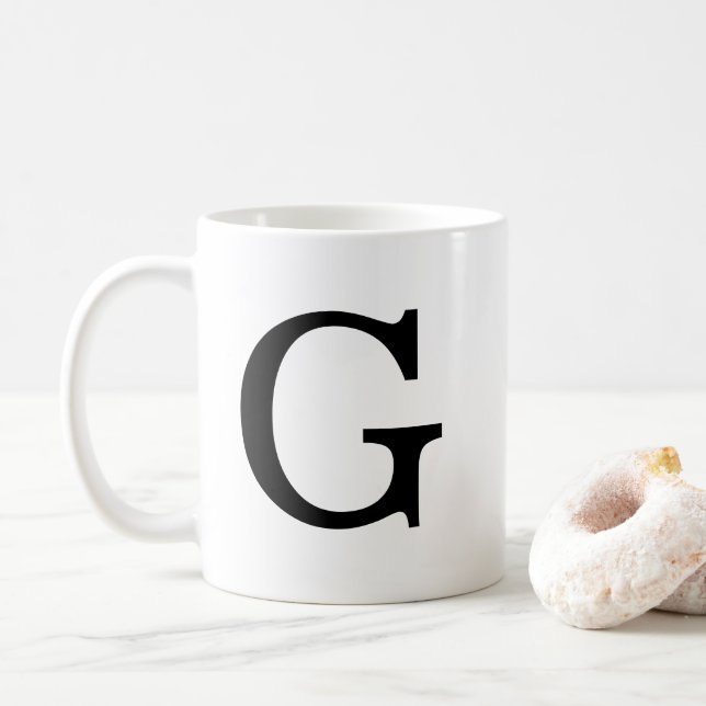 Taza De Café Letra monograma G Classic Mug, 11 oz (Con donut)