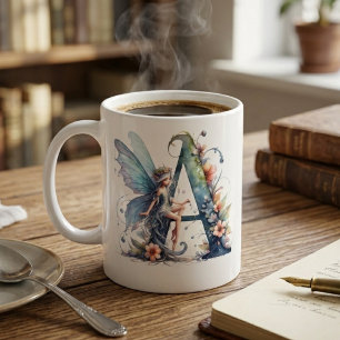 Taza De Café Letra Monograma Hada A
