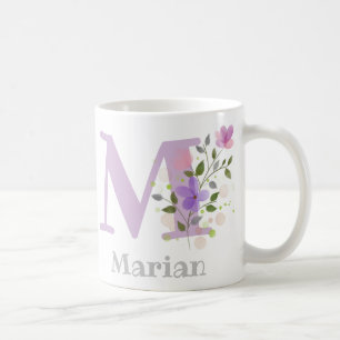 Taza De Café Letra monograma M y nombre cristiano