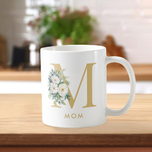 Taza De Café Letra monograma mami floral