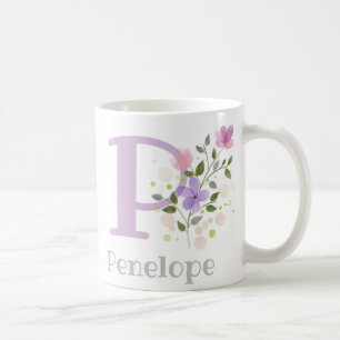 Taza De Café Letra monograma P y nombre cristiano