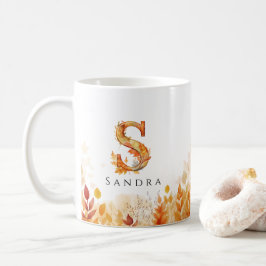 Taza De Café Letra monograma S Hojas de otoño