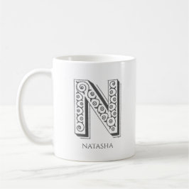 Taza De Café Letra N Monograma Nombre moderno