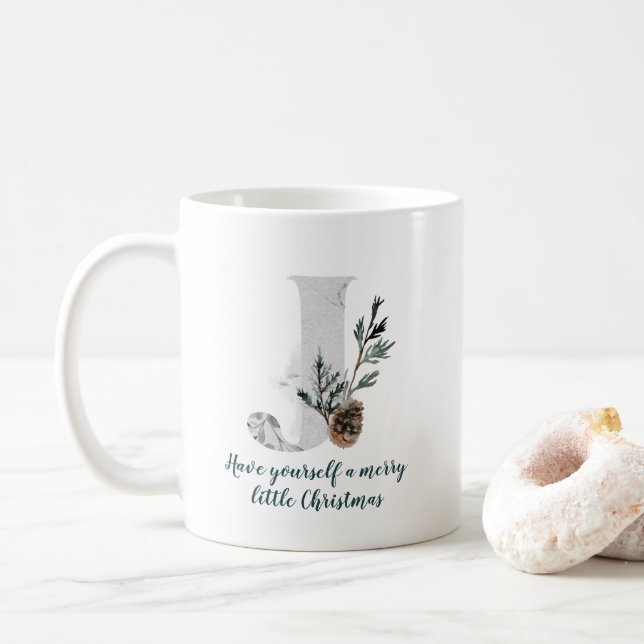Taza De Café Letra navidad J Alphabet Coffee Mug (Con donut)