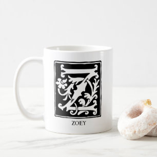 Taza De Café Letra ornamental alfabeta Z personalizada