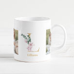 Taza De Café Letra oro moderna L flor | Dos monografías fotográ<br><div class="desc">Letra oro moderna L flor | Dos monografías fotográficas</div>