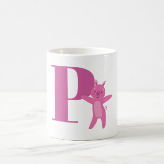 Taza De Café Letra P y cerdo