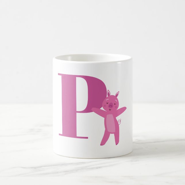 Taza De Café Letra P y cerdo (Centro)