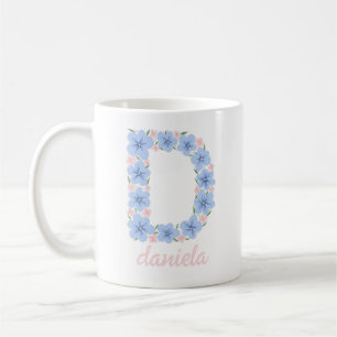 Taza De Café Letra pastel floral D monograma