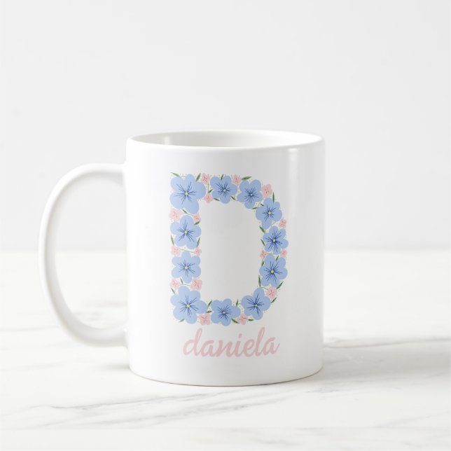 Taza De Café Letra pastel floral D monograma (Izquierda)