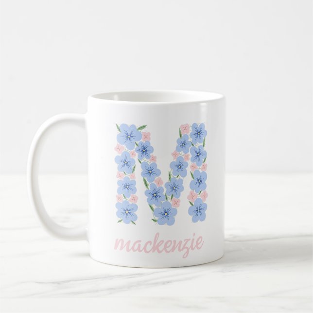 Taza De Café Letra pastel floral M Monograma (Izquierda)