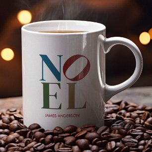 Taza De Café Letra pop NOEL vacaciones inspiradas en el arte