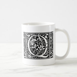 Taza De Café Letra Q Monograma Medieval Art Nouveau