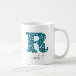 Taza De Café Letra R Blue Sparkly Mug Personalizada