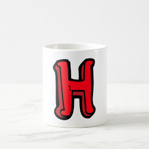 Taza De Café Letra roja audaz H alfabeto divertido