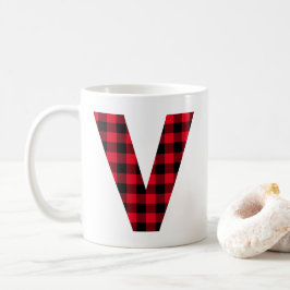 Taza De Café Letra roja y negra trenzada en búfalo negrita V mo