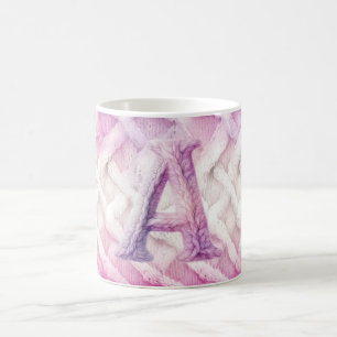 Taza De Café Letra rosa cálida morada blanca A