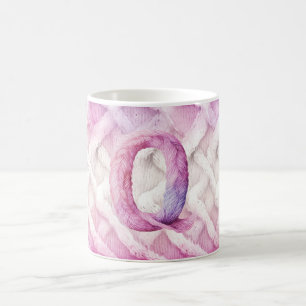 Taza De Café Letra rosa cálida morada blanca Q
