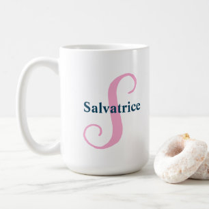 Taza De Café Letra rosa monograma personalizada S Nombre person