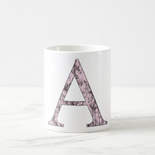Taza De Café Letra rosa Un símbolo de Mármol alfa inicial
