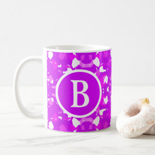 Taza De Café Letra rosa y Bonito blanca con marcas simétricas