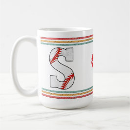 Taza De Café Letra S Varsity de béisbol retro vintage