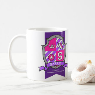 Taza De Café Letra Sarah S escudo nombre unicornio rosa signifi