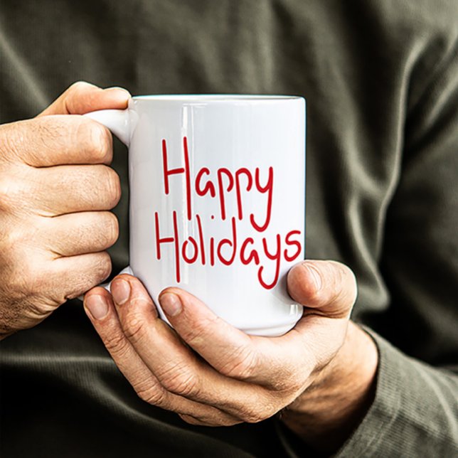 Taza De Café Letra script roja de Felices Fiestas (Subido por el creador)