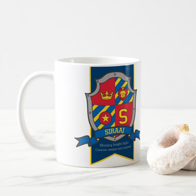 Taza De Café Letra siraaj s heraldry blue name significa (Con donut)