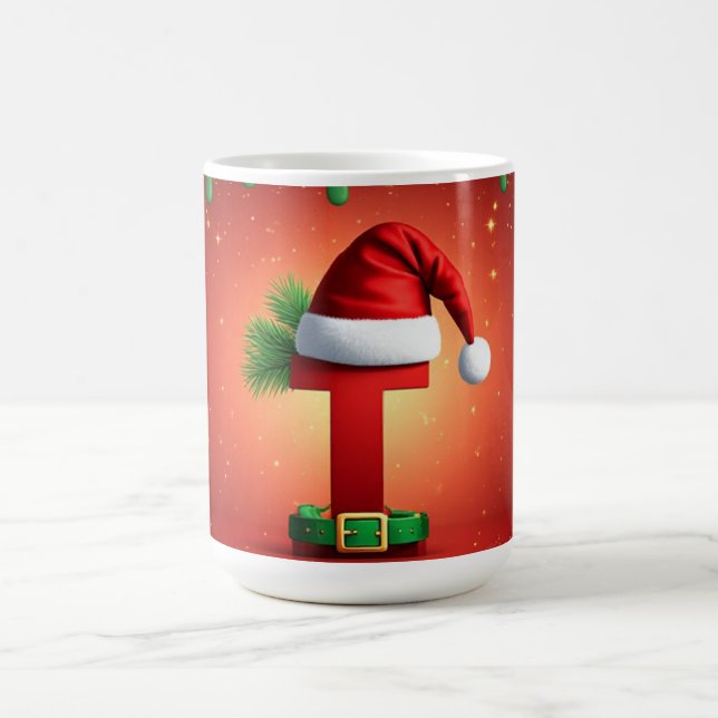 Taza De Café Letra T De Navidad Para Regalos De Fiesta (Centro)