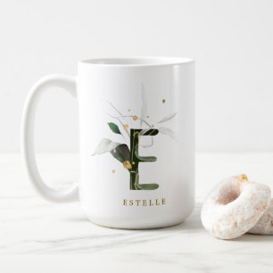 Taza De Café Letra tropical monograma "E" personalizada