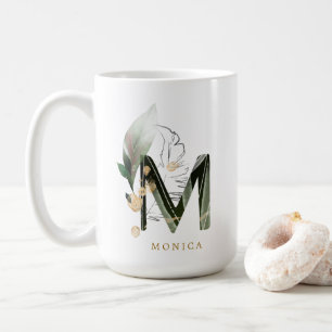 Taza De Café Letra tropical monograma "M" personalizada