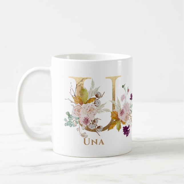 Taza De Café Letra U - Amigo hermano de la hermana del nombre f (Izquierda)