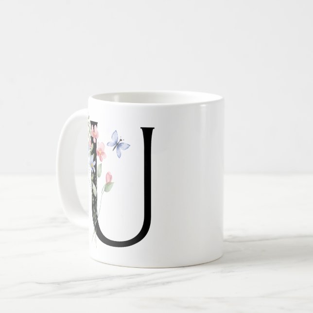 Taza De Café Letra U con flores (Anverso izquierdo)