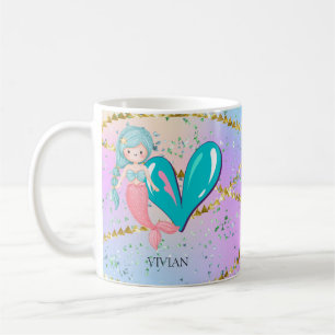 Taza De Café Letra V Monograma Acuarela Cuta Cristales De Siren