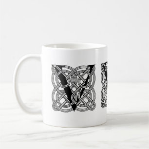 Taza De Café Letra V Monograma Impresión Vintage Nudo Celta