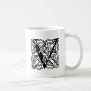 Taza De Café Letra V Monograma Impresión Vintage Nudo Celta