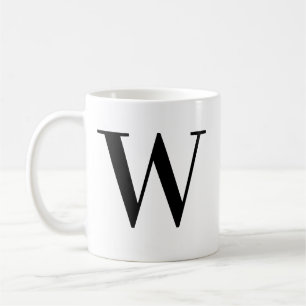 Taza De Café Letra W de monograma negro personalizado