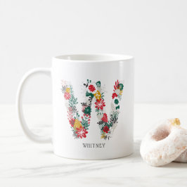 Taza De Café Letra W | Letra floral sinmusical monograma I mug