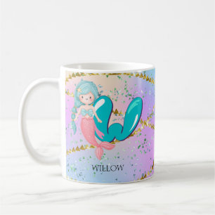 Taza De Café Letra W Monograma Acuarela Cuta Cristales De Siren