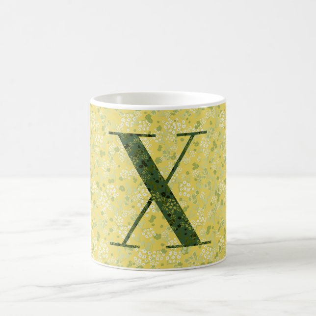 Taza De Café Letra X libertad amarillo claro y verde oscuro (Centro)