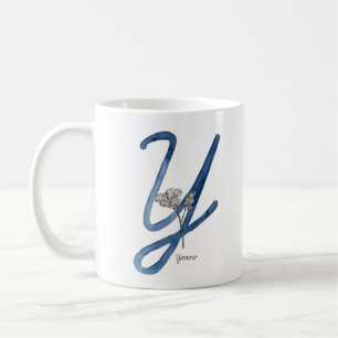 Taza De Café Letra "Y" jarabe de flores de color de agua inicia