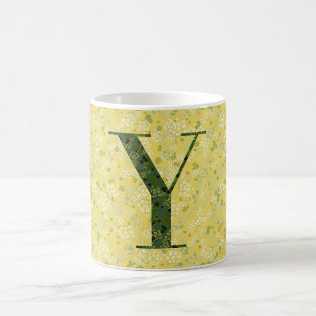 Taza De Café Letra Y libertad amarillo claro y verde oscuro (Centro)