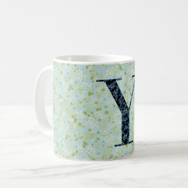 Taza De Café Letra Y libertad verde claro y azul
