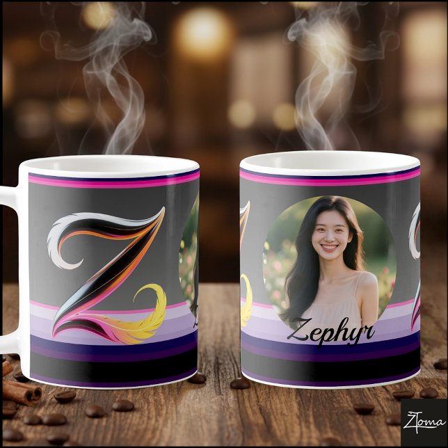 Taza De Café Letra Z Fluida Abstracta Plumas Neón (This is a sample design. There are several models to choose from, with the name and color changed.
)