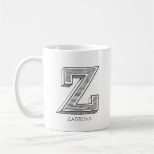 Taza De Café Letra Z Gris Monograma moderno Nombre