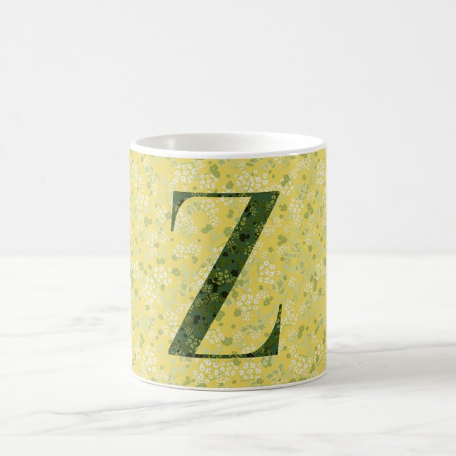 Taza De Café Letra Z libertad amarillo claro y verde oscuro (Centro)